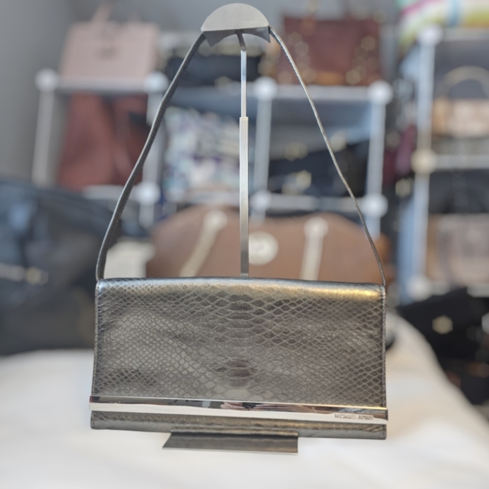 Michael Kors Snakeskin Embossed Shoulder/ Clutch Bag